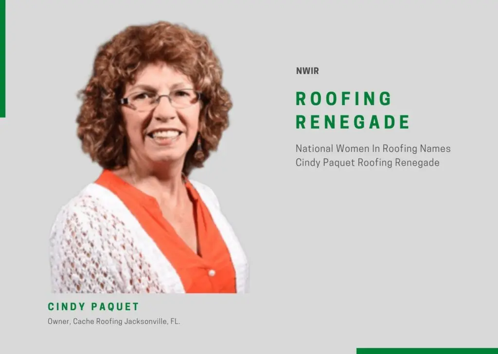 Cindy Paquet, owner of Cache Roofing, named Roofing Renegade by National Women in Roofing