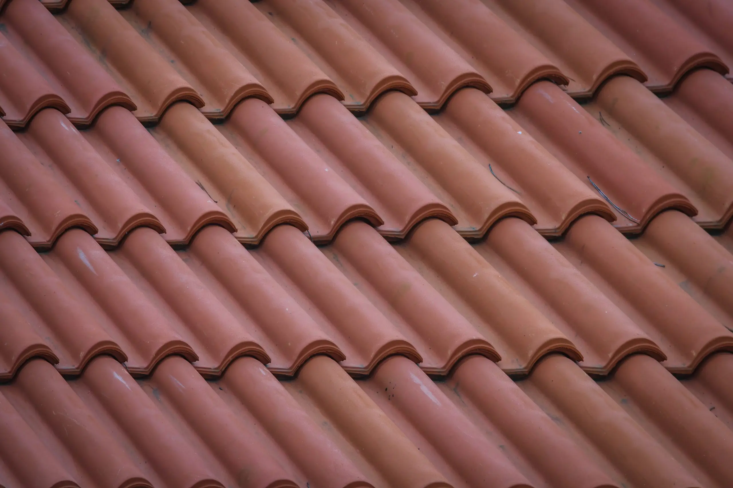 Close-up of terracotta barrel roof tiles